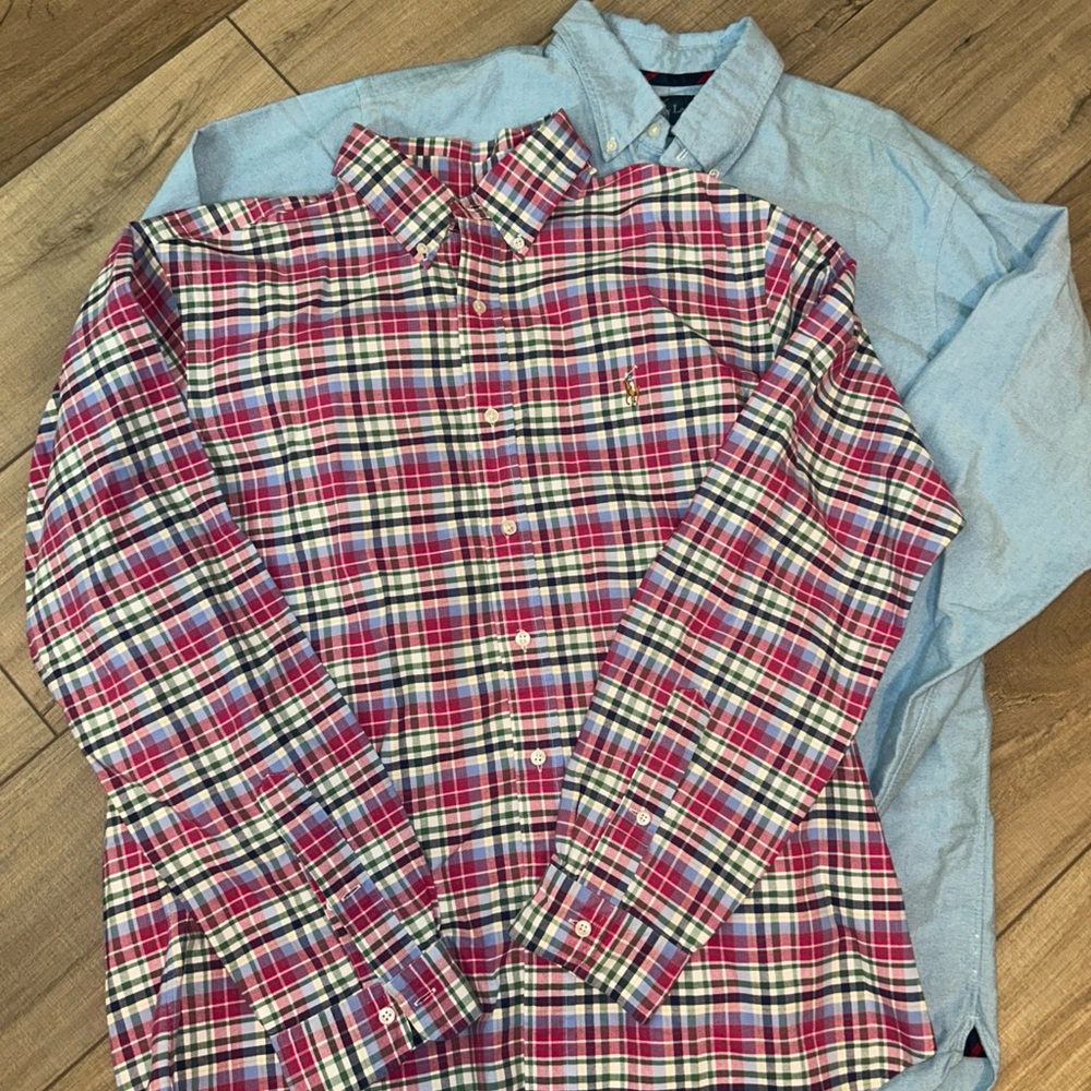 Vintage Ralph Lauren Shirt Bundle Chambray And Plaid Button Down Men Large